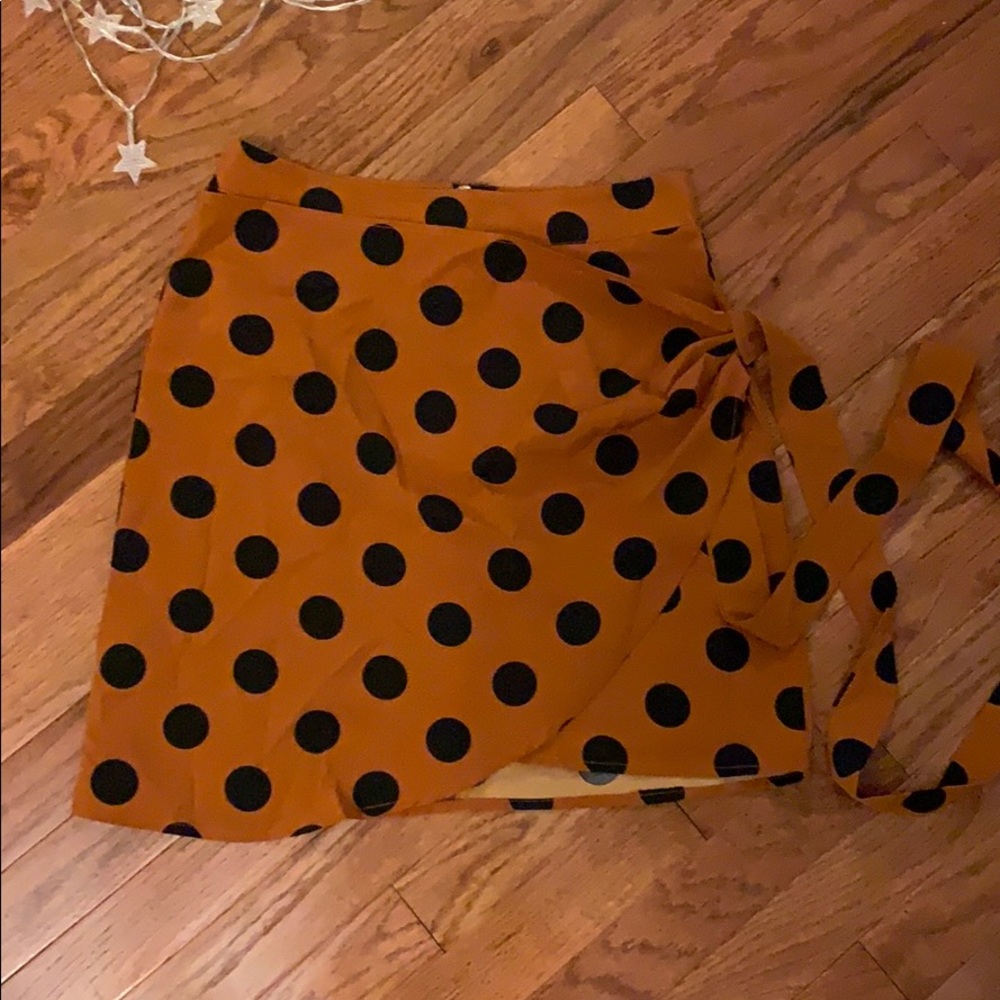 Boohoo polka dot wrap skirt